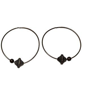 Vintage Style Brass Hoop Earrings Decorative Beads Elegant Fashion Jewelry Women